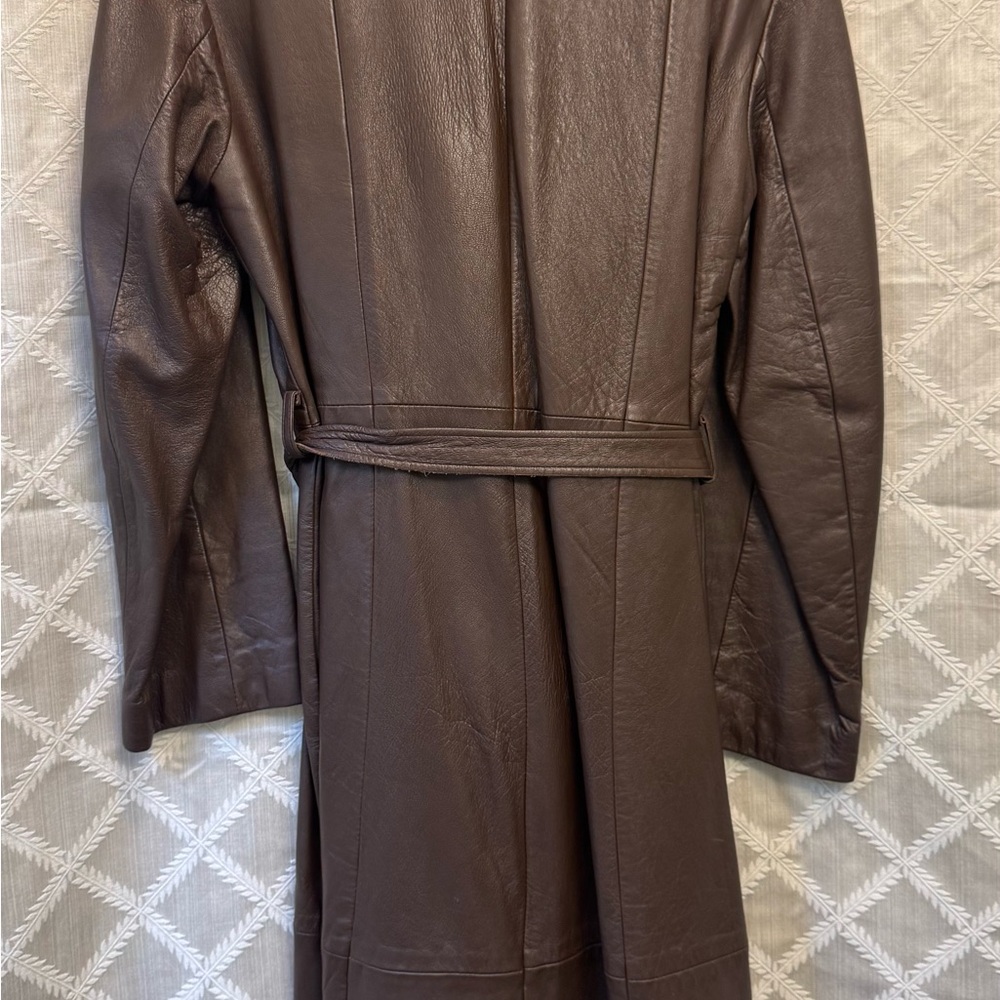 Brown Leather Coat with Fur Collar - Picture 4 of 10